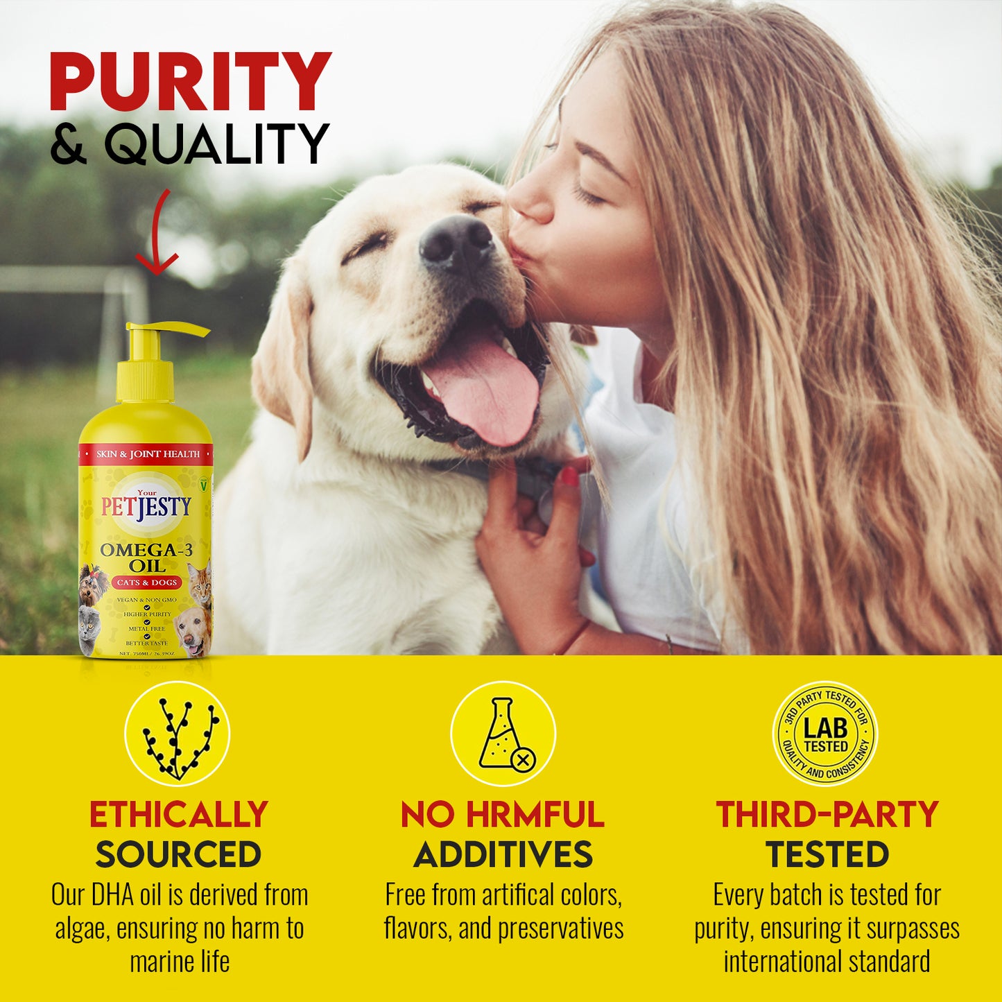 PetJesty Pure: Superior Vegan Omega 3 Oil for Ultimate Pet Wellness & Vitality