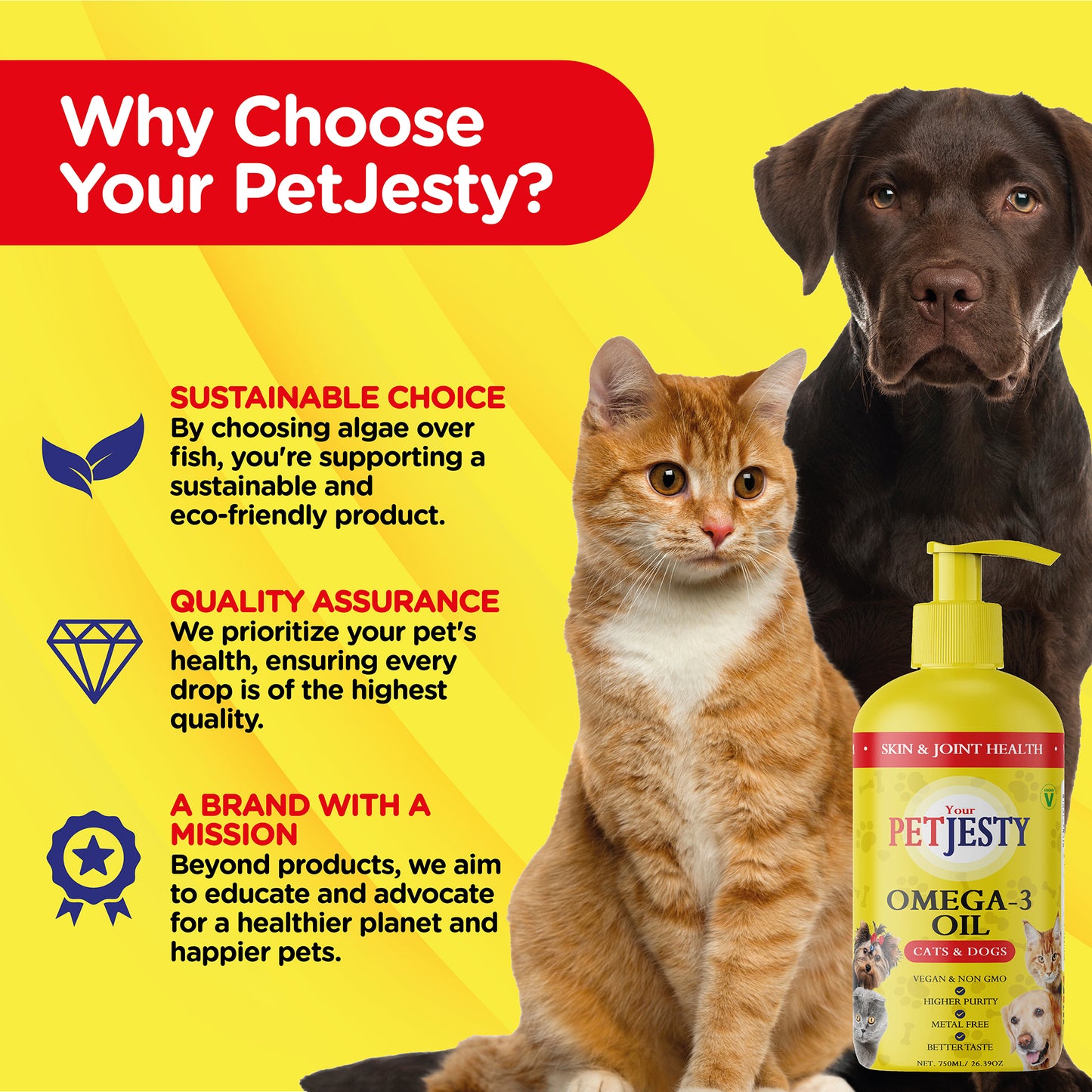 PetJesty Pure: Superior Vegan Omega 3 Oil for Ultimate Pet Wellness & Vitality